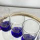 6 Art Deco glasses with blue stems, 16 cl.