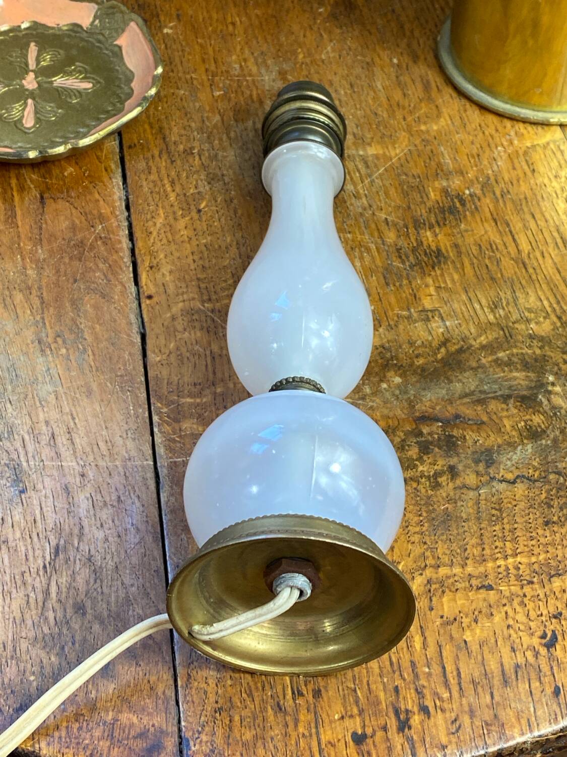 Glass and brass lamp