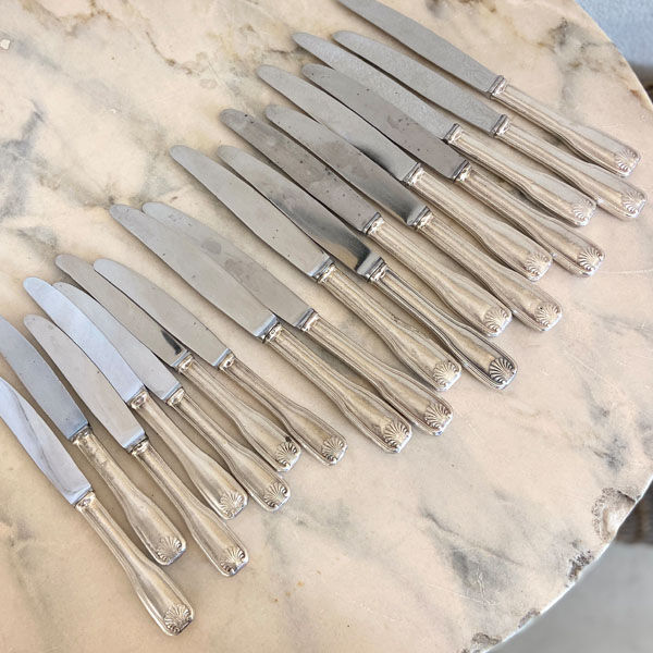 Set of 18 antique knives, silver metal