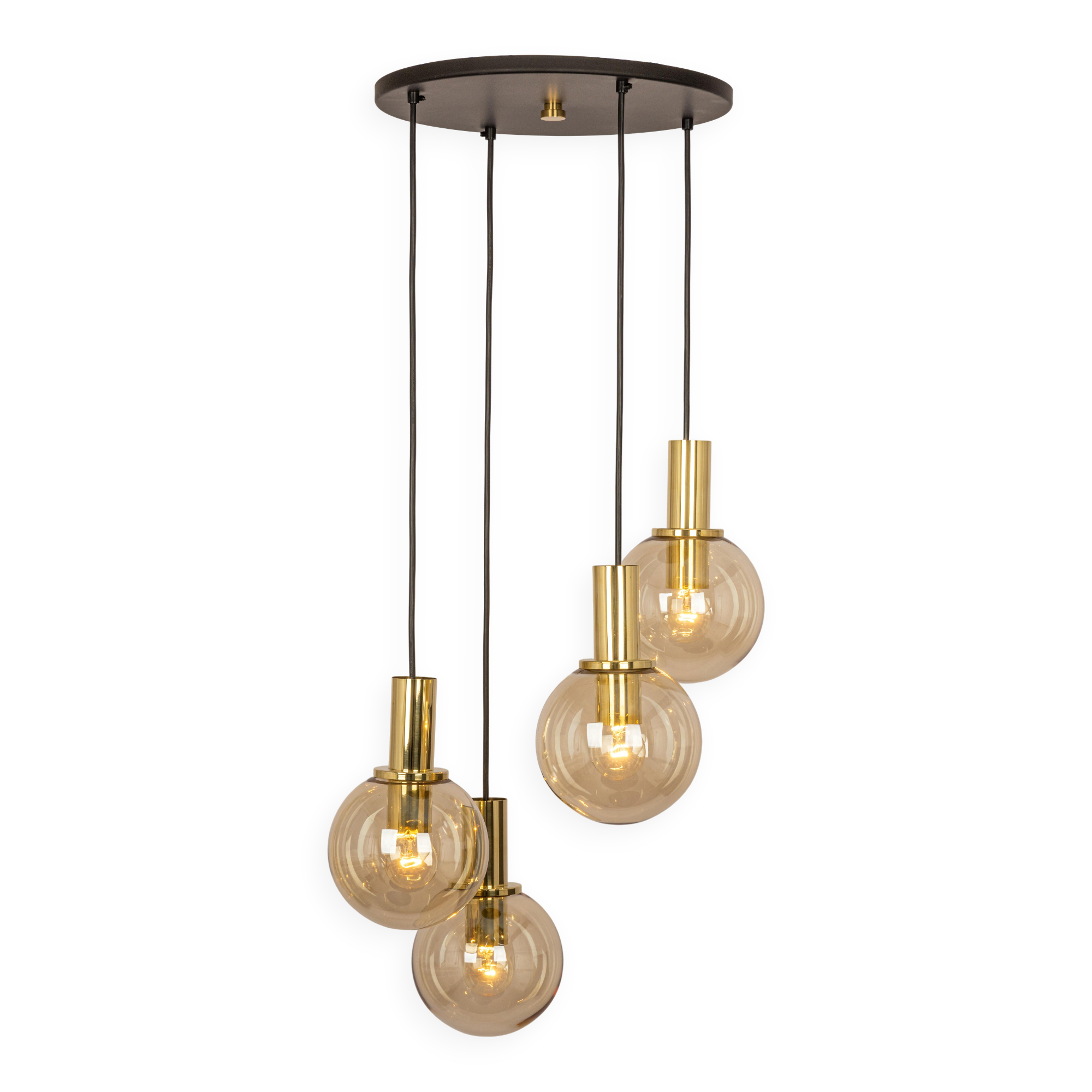 Large smoked glass chandelier design by Ott Int. Germany, 1970s.