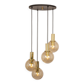 Large smoked glass chandelier design by Ott Int. Germany, 1970s.