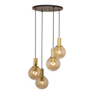 Large smoked glass chandelier design by Ott Int. Germany, 1970s.