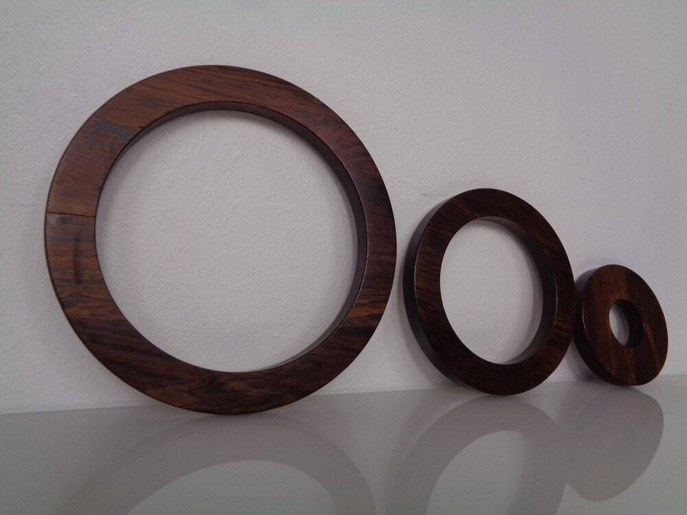 Danish Rosewood Coasters, 1960s, Set of 3