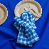 Serviette de table bistrot, carreaux bleus