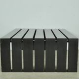 Vintage handmade wide SLATTED bench / side table, Netherlands 1970s