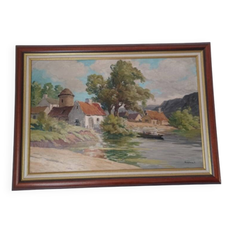 Tableau - Paysage de campagne - signé Paul André Eschbach