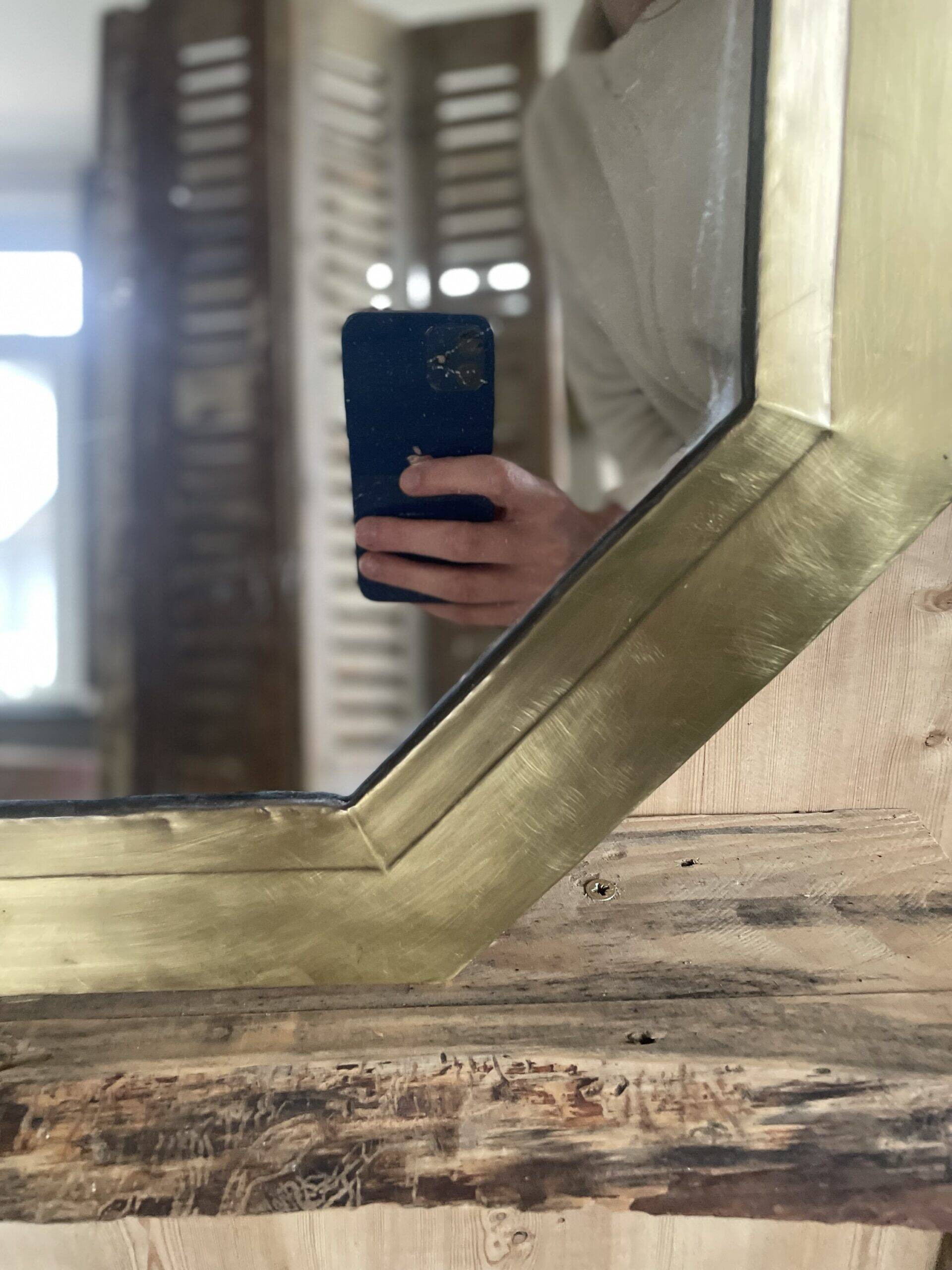 Hexagonal brass mirror