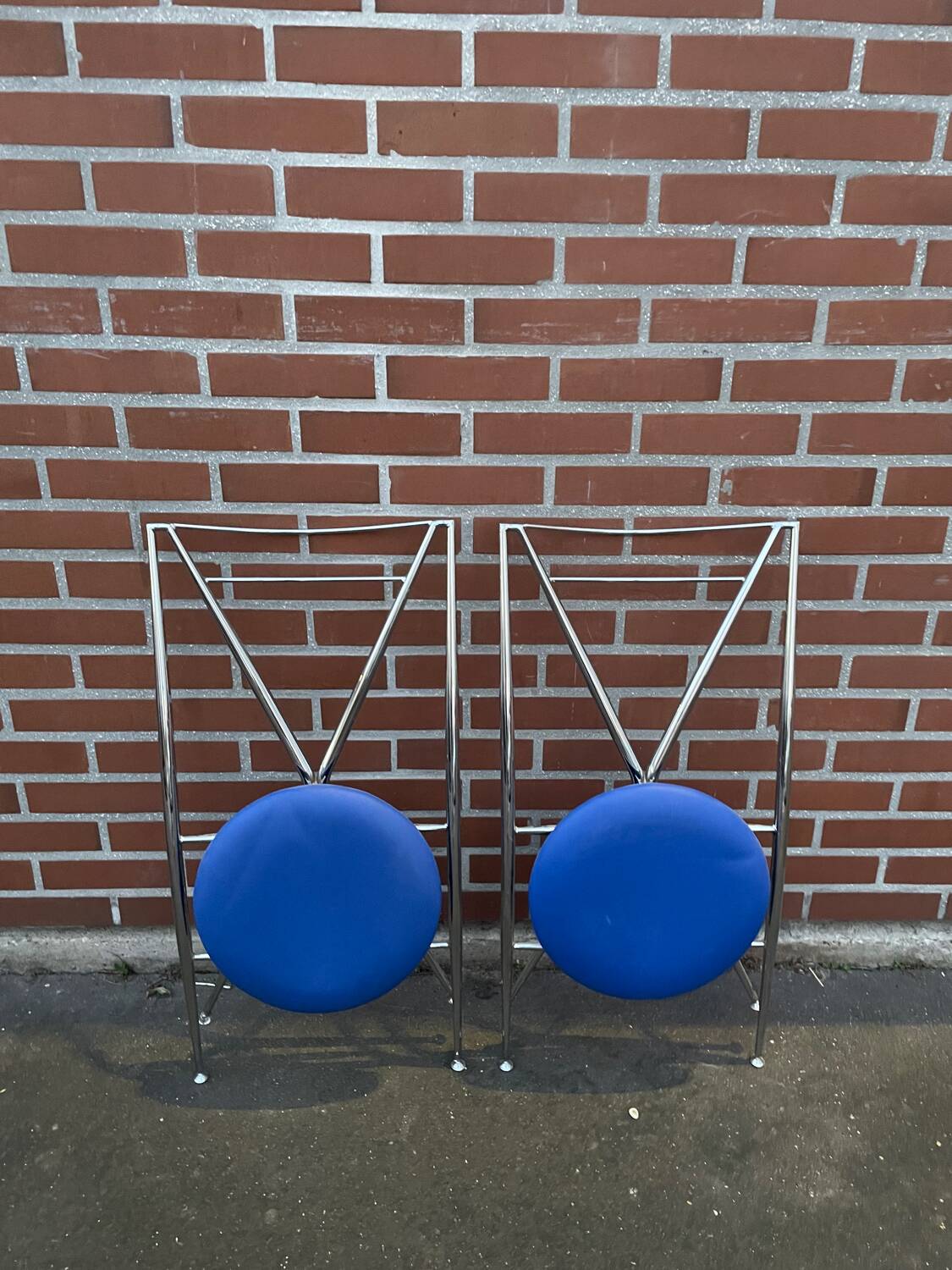 2 Hiroyuki Yamakado chrome folding chairs