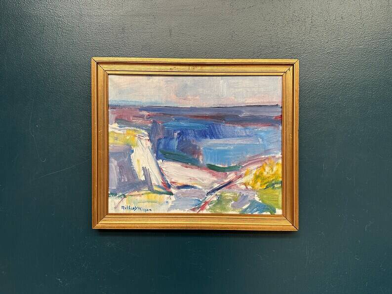 Original Swedish Oil on Canvas – “Coastal Landscape” by Arthur Y. Nilsson – Signed – Vintage & Framed
