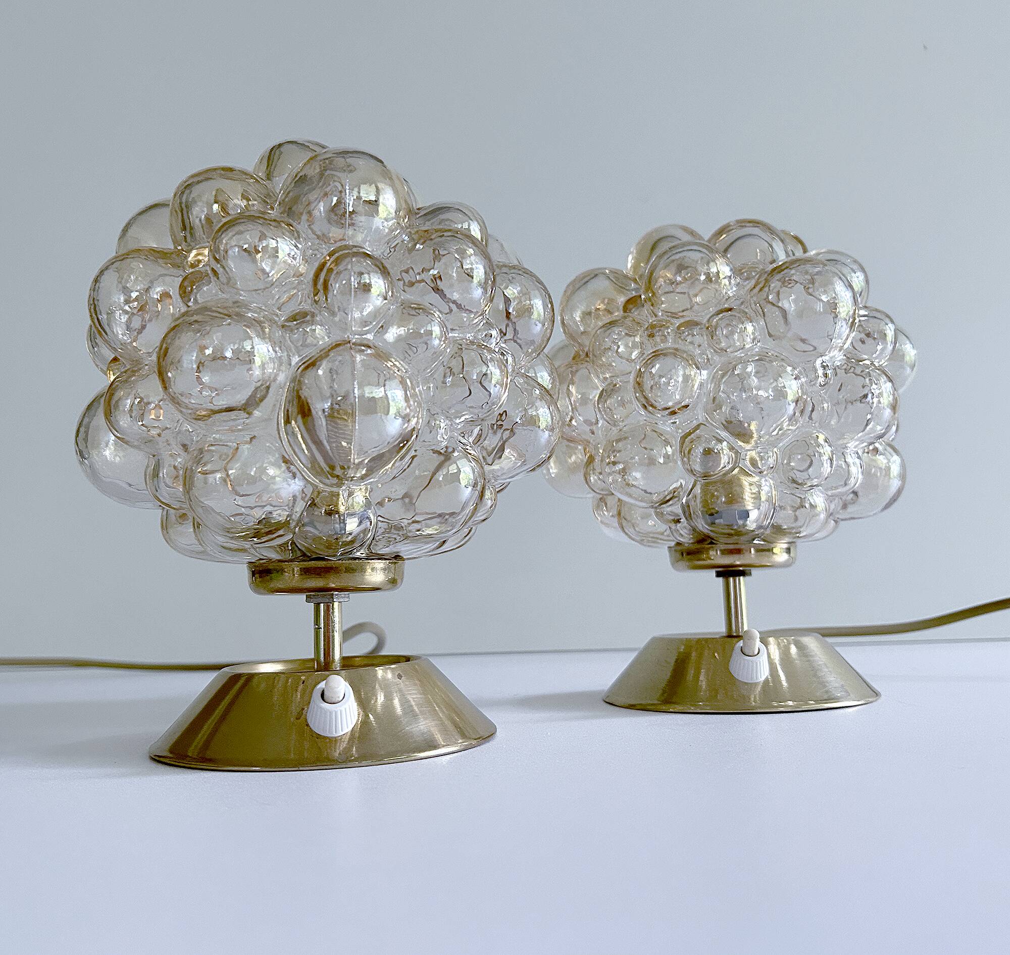 Pair of Limburg Bubble Glass Lamps