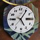 Vertical silent vintage wall pendulum clock "Trophy blue green golden"