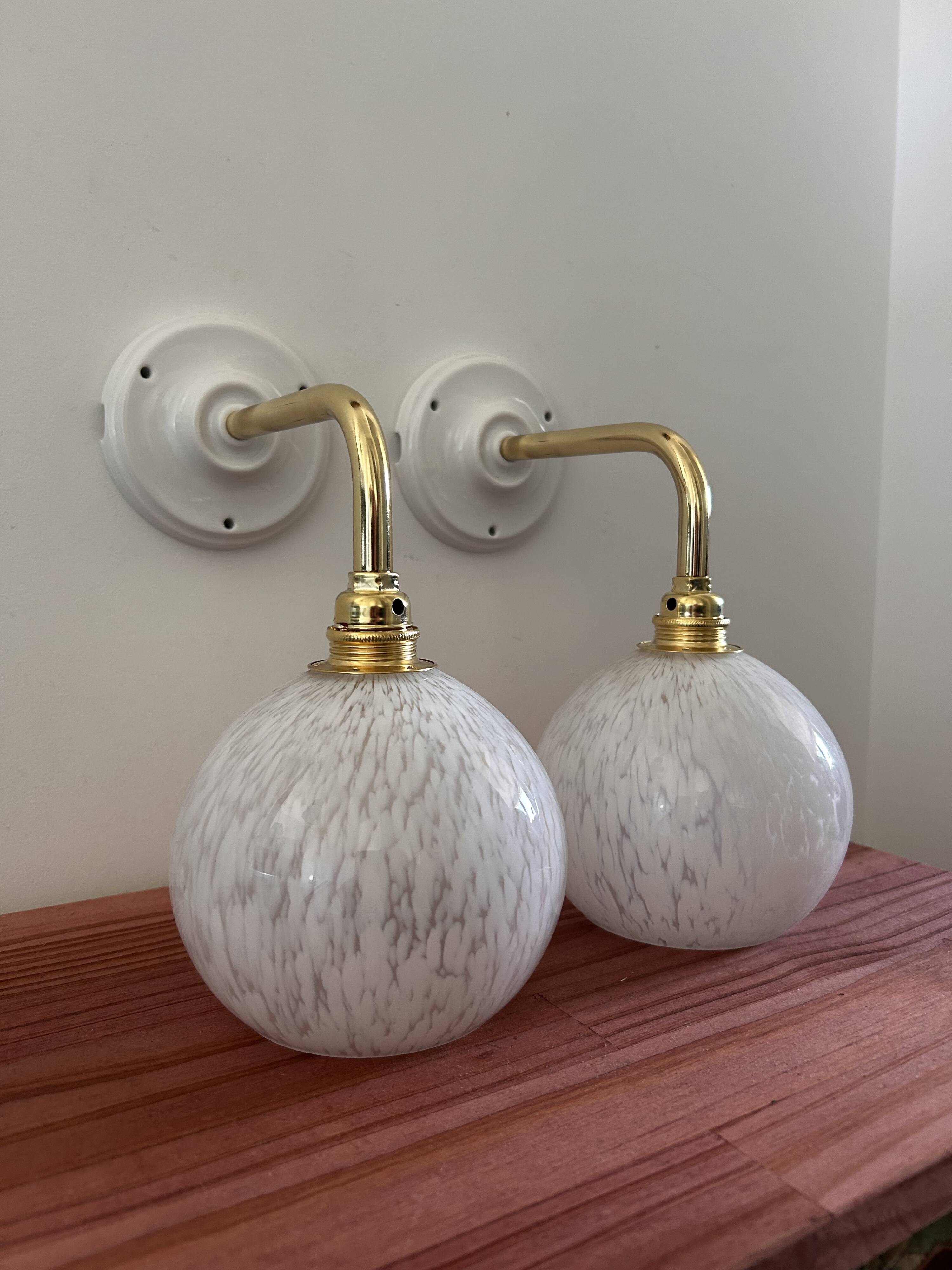 Pair of white wall lights