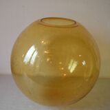 Old large lampshade globe ball sphere amber glass bubbles chandelier lighting fixture