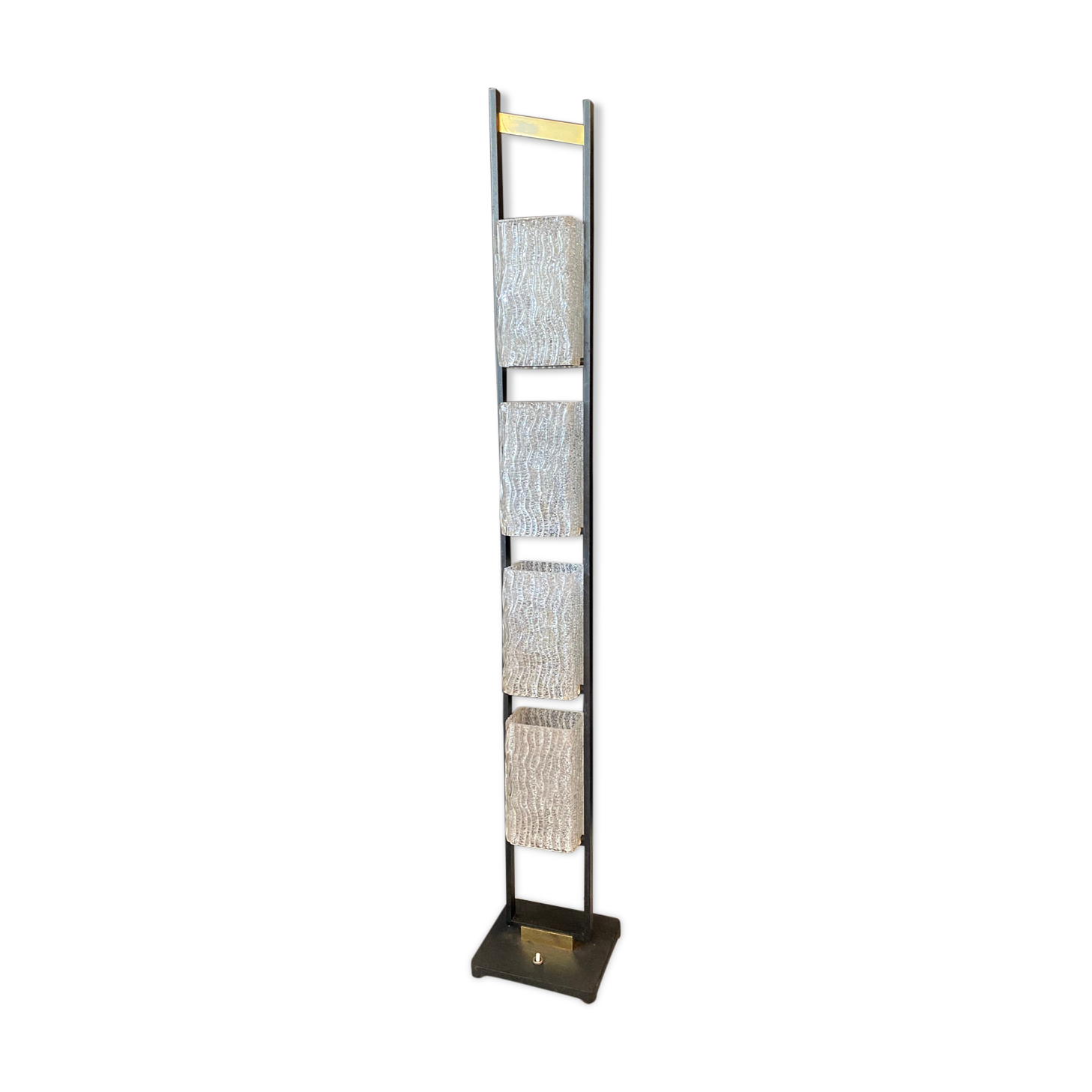 Arlus metal floor lamp and 4 glass lampshades - 1950