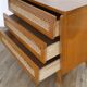 Commode vintage en bois et rotin 1950