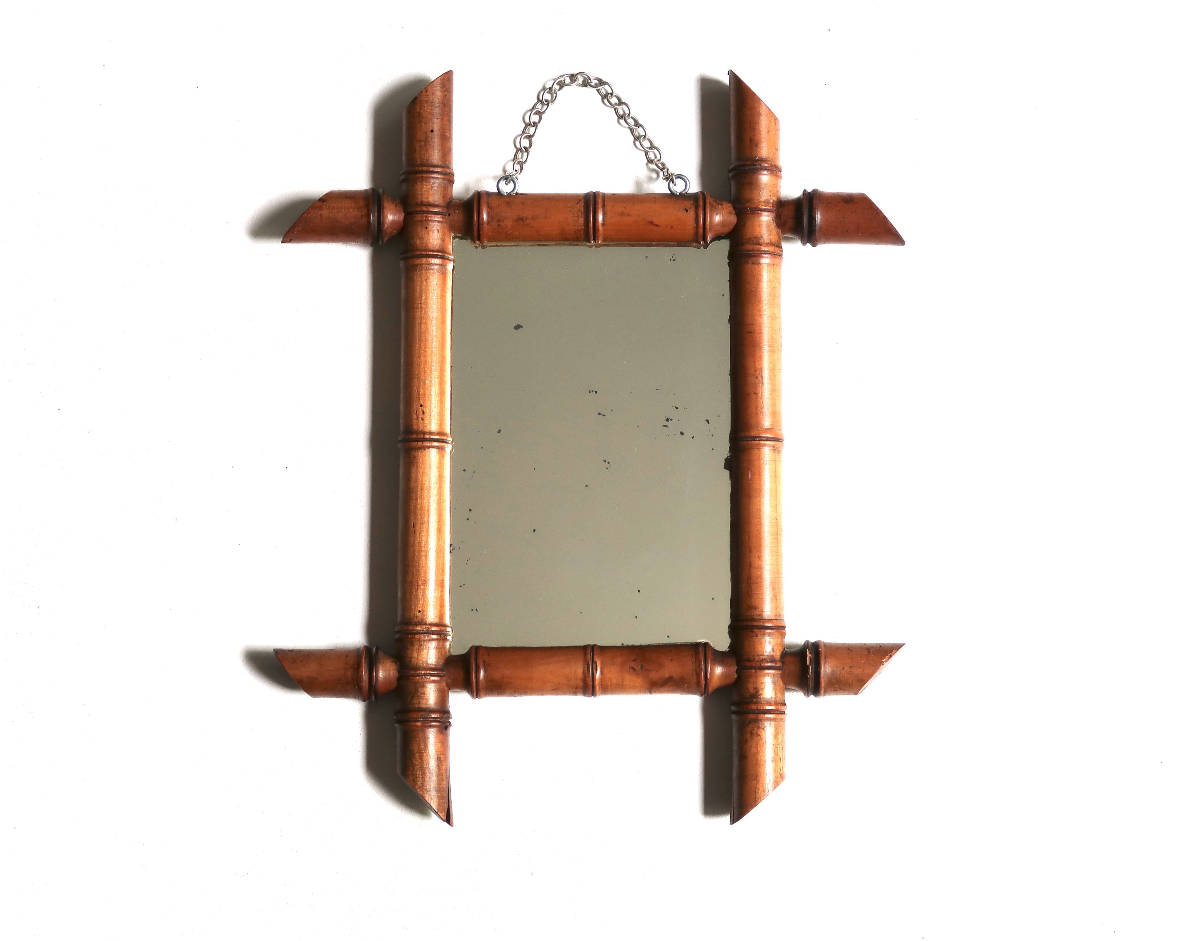 Small mirror with turned wooden frame, 1930s