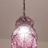 Plum colour Venetian Lantern, Seguso Murano Glass, Italy, 1950s