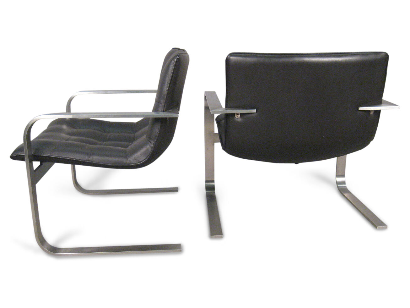 Modern leather and steel armchair