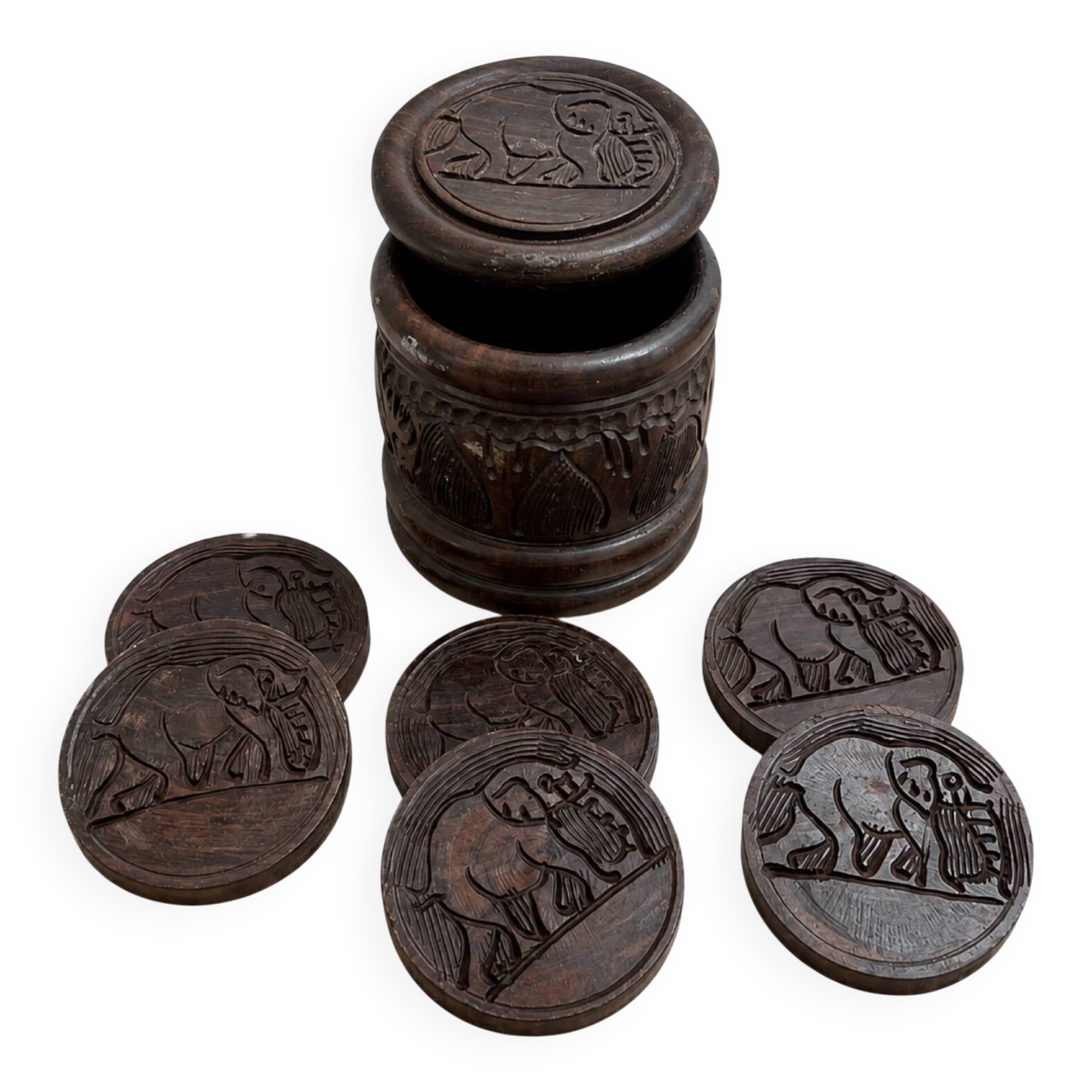 6 wooden coasters 1980