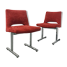 Paire de chaises en velours rouge Georges Frydman