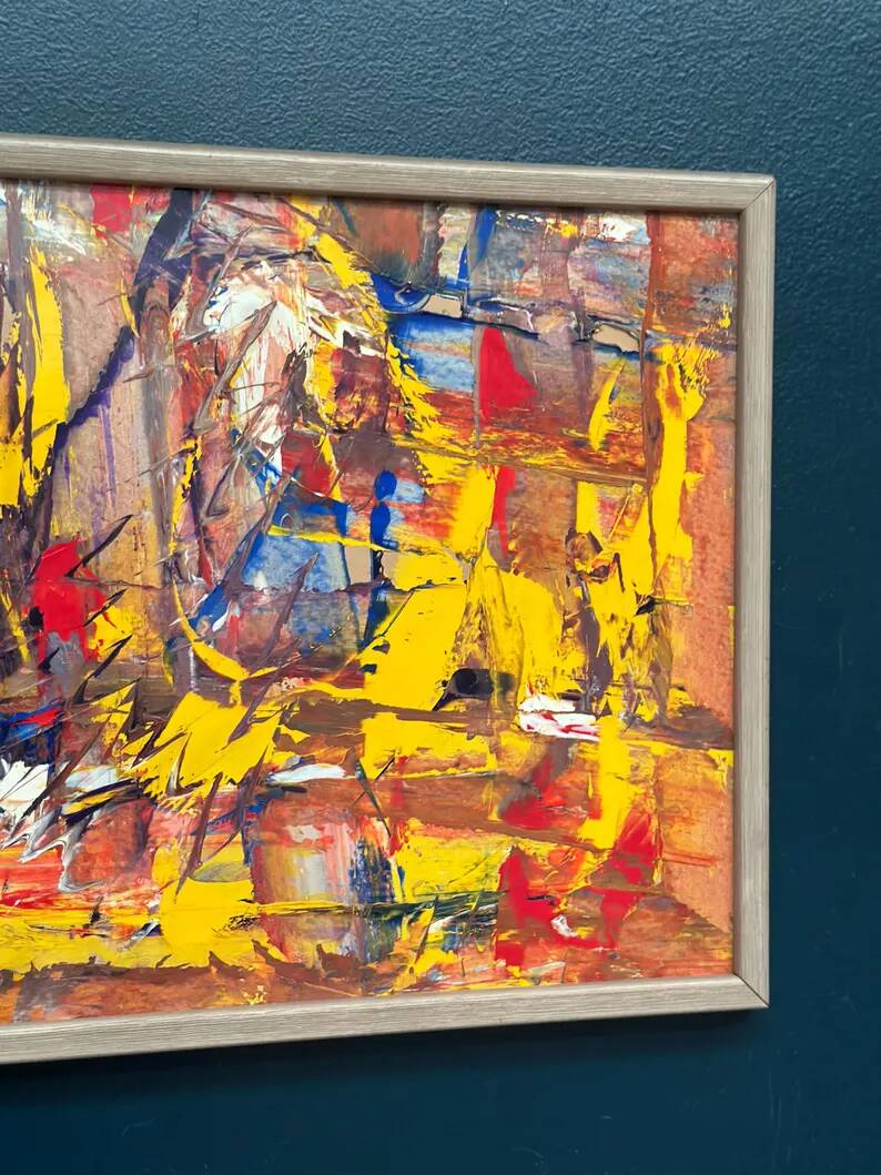 Original Swedish Oil on Panel - 'Komposition' by Daniel Raphaël - Signed - Vintage and Framed - 53 x 38 cm (20.9" x 15")