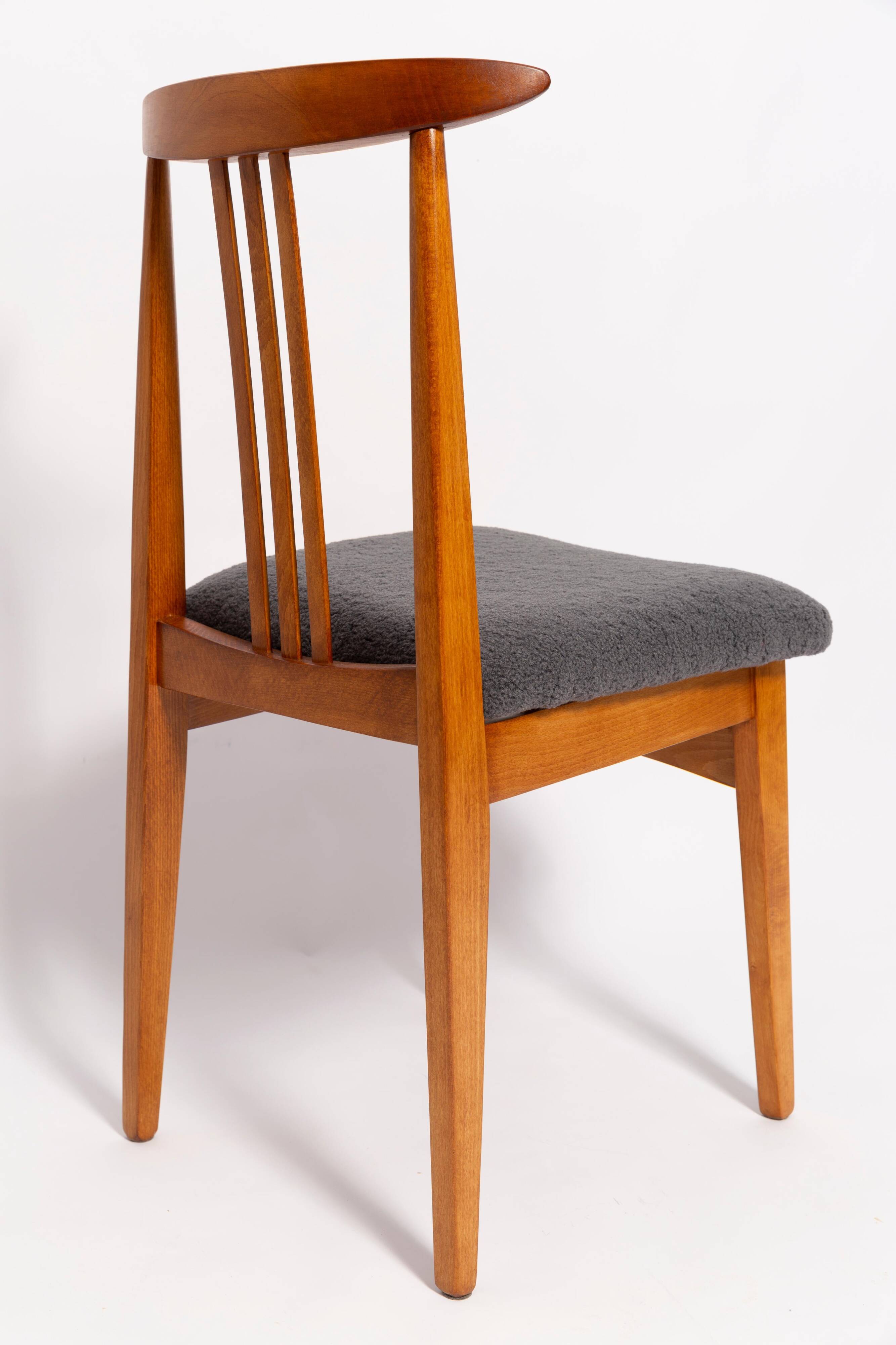 Beech chair with graphite boucle upholstery by M. Zielinski, Europe, 1960