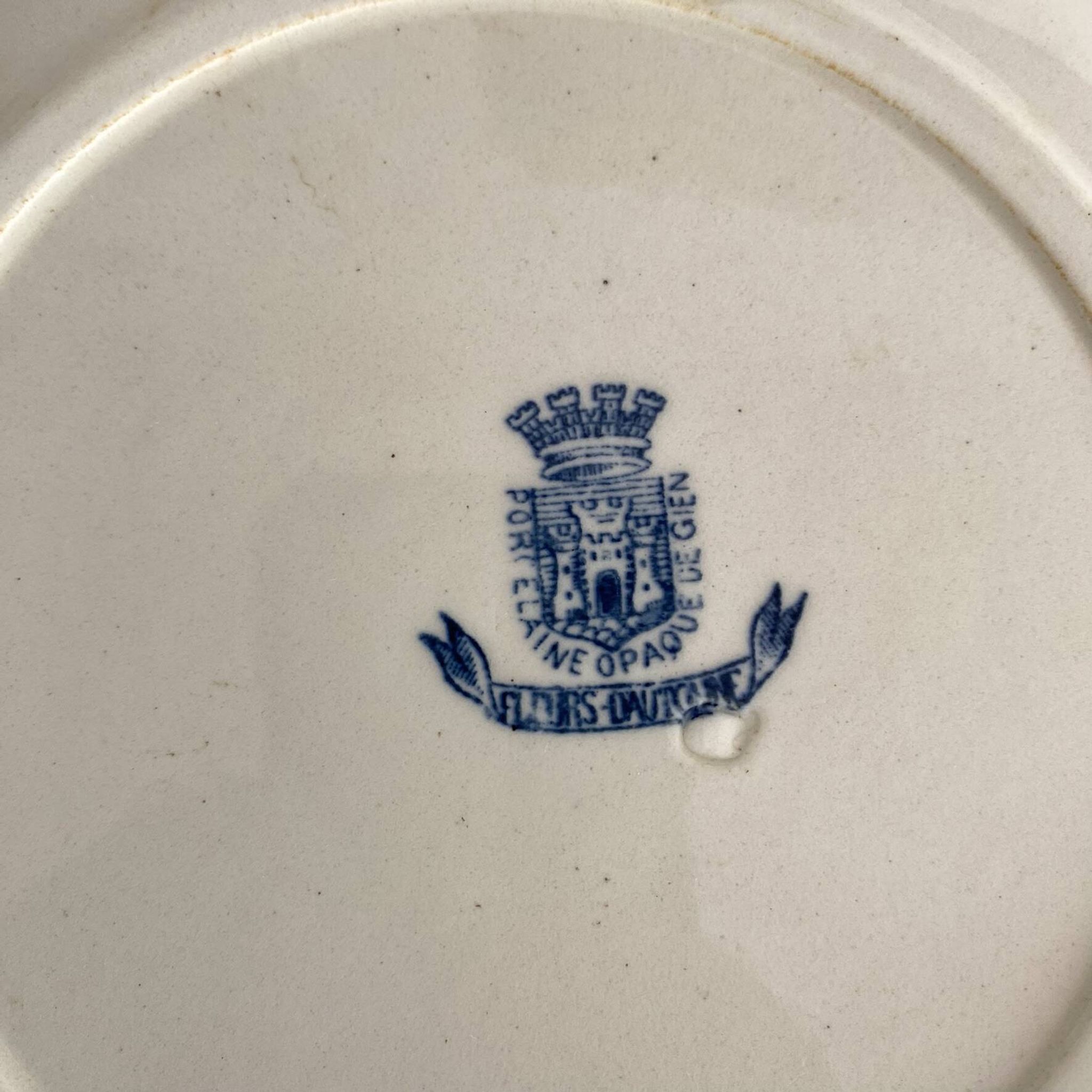 6 assiettes plates en terre de fer Gien "fleur d'automne"
