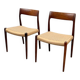 Ensemble de 2 chaises modèle 77 en palissandre et corde à papier par Niels O. Møller