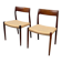 Ensemble de 2 chaises modèle 77 en palissandre et corde à papier par Niels O. Møller