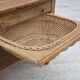 1970s, Scandinavian side table with drawers, solid oak wood, rattan.