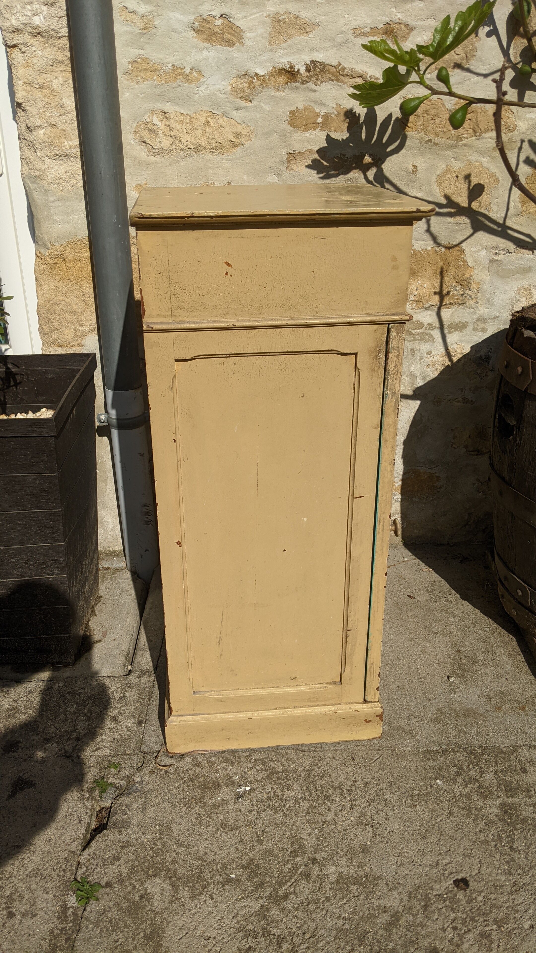 Old wooden bedside yellow patina circa 1900