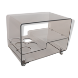 Table basse desserte sur roulettes par Michel Dumas en plexiglas fumé vintage 1970