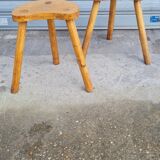 Pair of tripod stools in solid wood