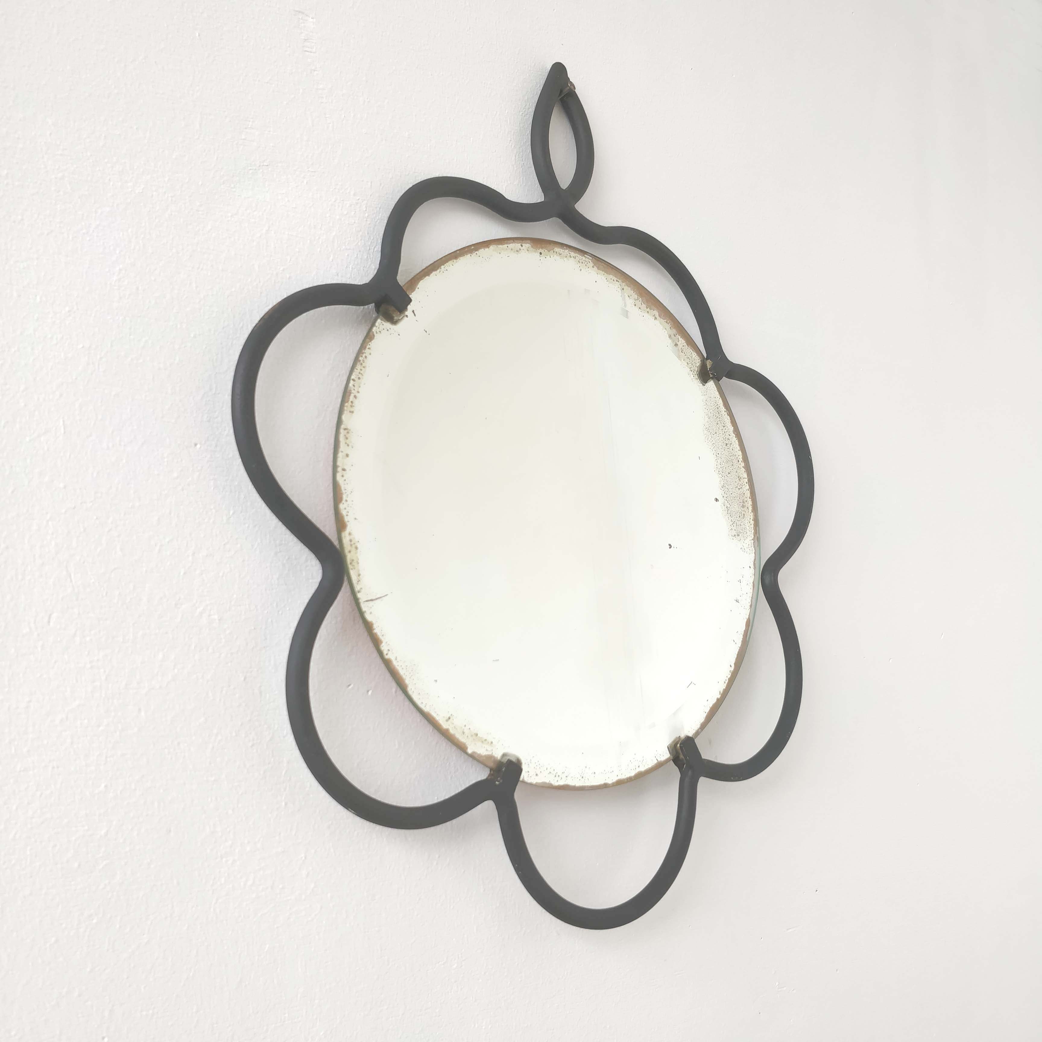 Bevel frame frame black metal flower 34x39cm