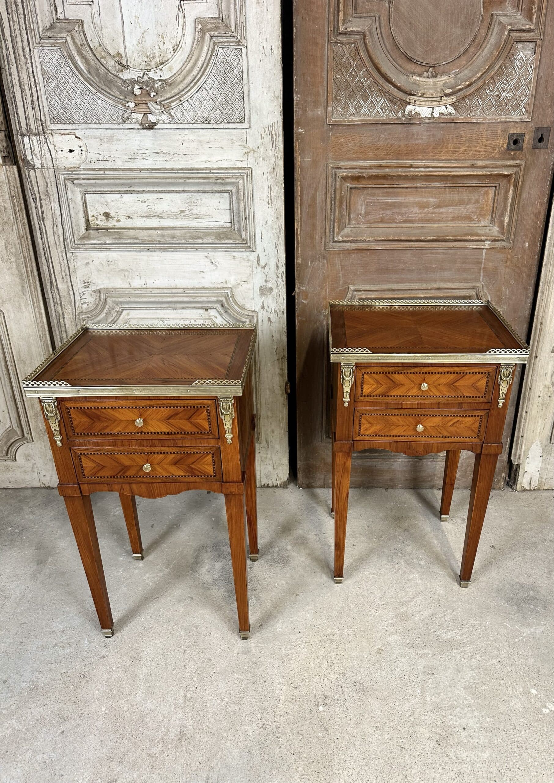 Pair of bedside tables in Louis XVI style circa 1960-70
