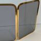 Three-Panel Folding Fire Screen in Polished Brass and Steel Mesh