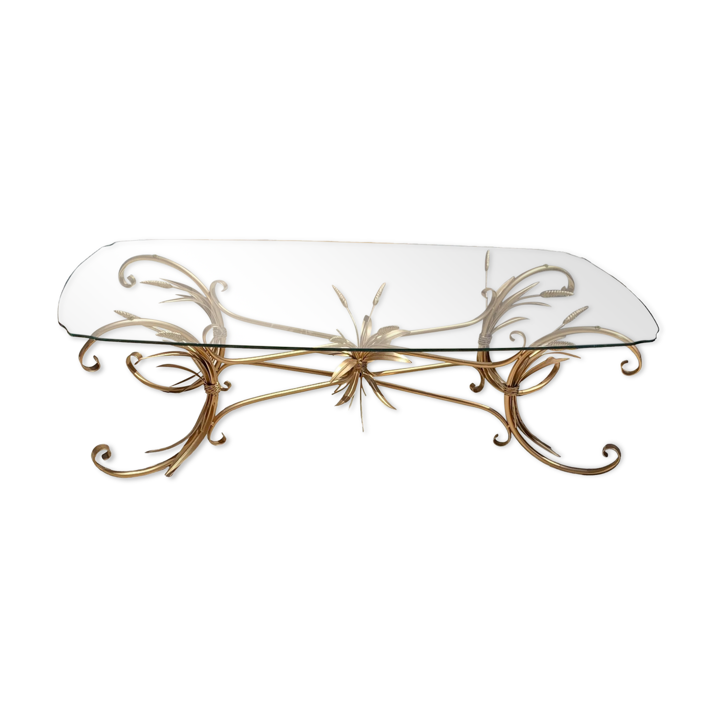 Coffee table ear of wheat in gilded metal