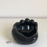 Empty black enamelled hand-shaped ceramic pocket, 1970