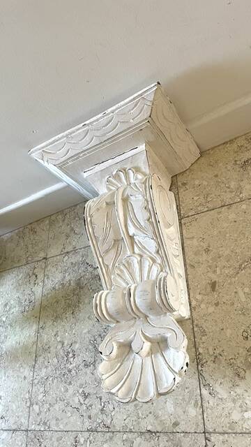 White Patinated Wall Console Shelf