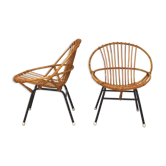 Pair of rattan and metal armchairs, 1960