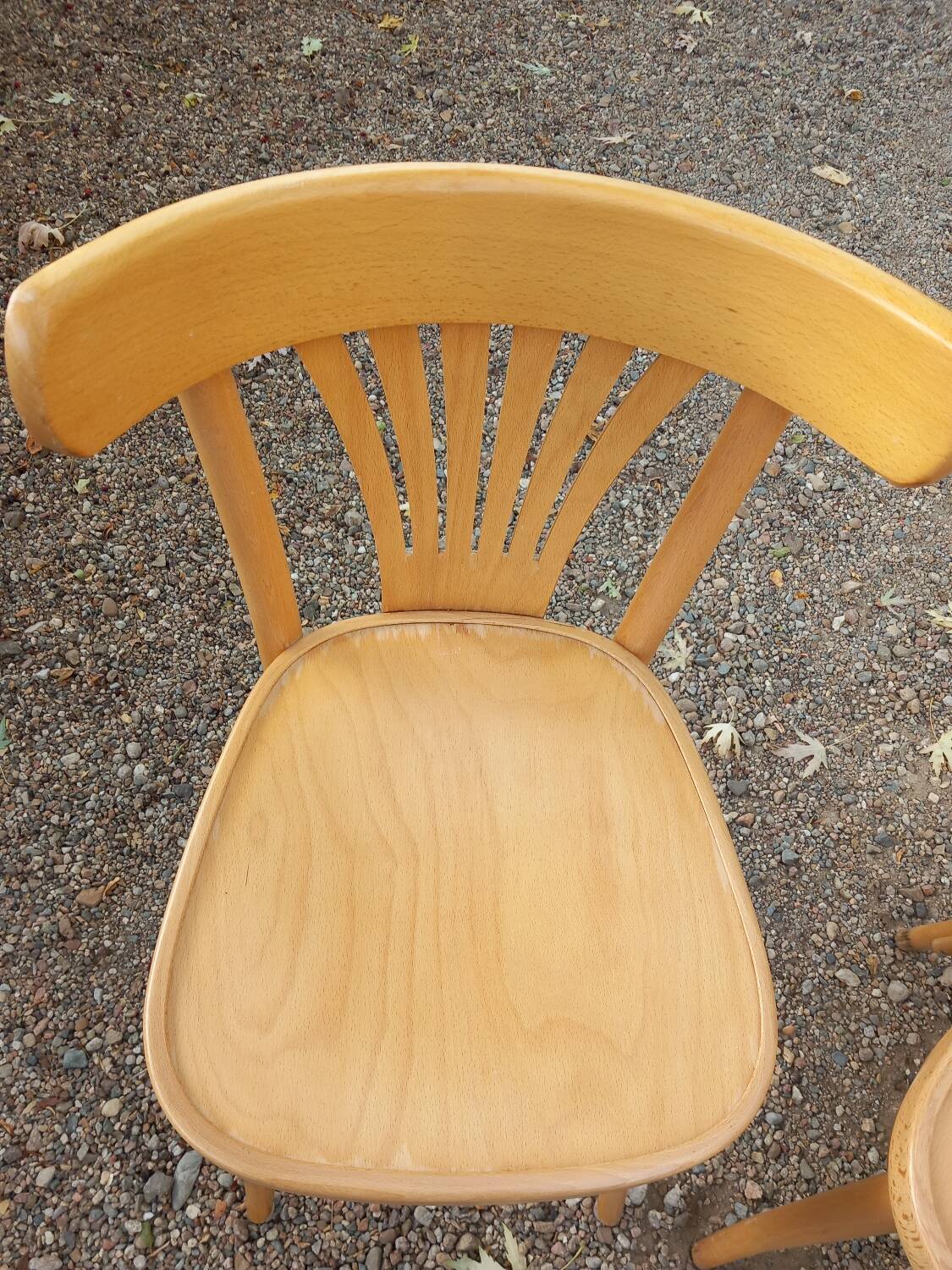 4 bistro chairs in solid blond wood, Fischel style