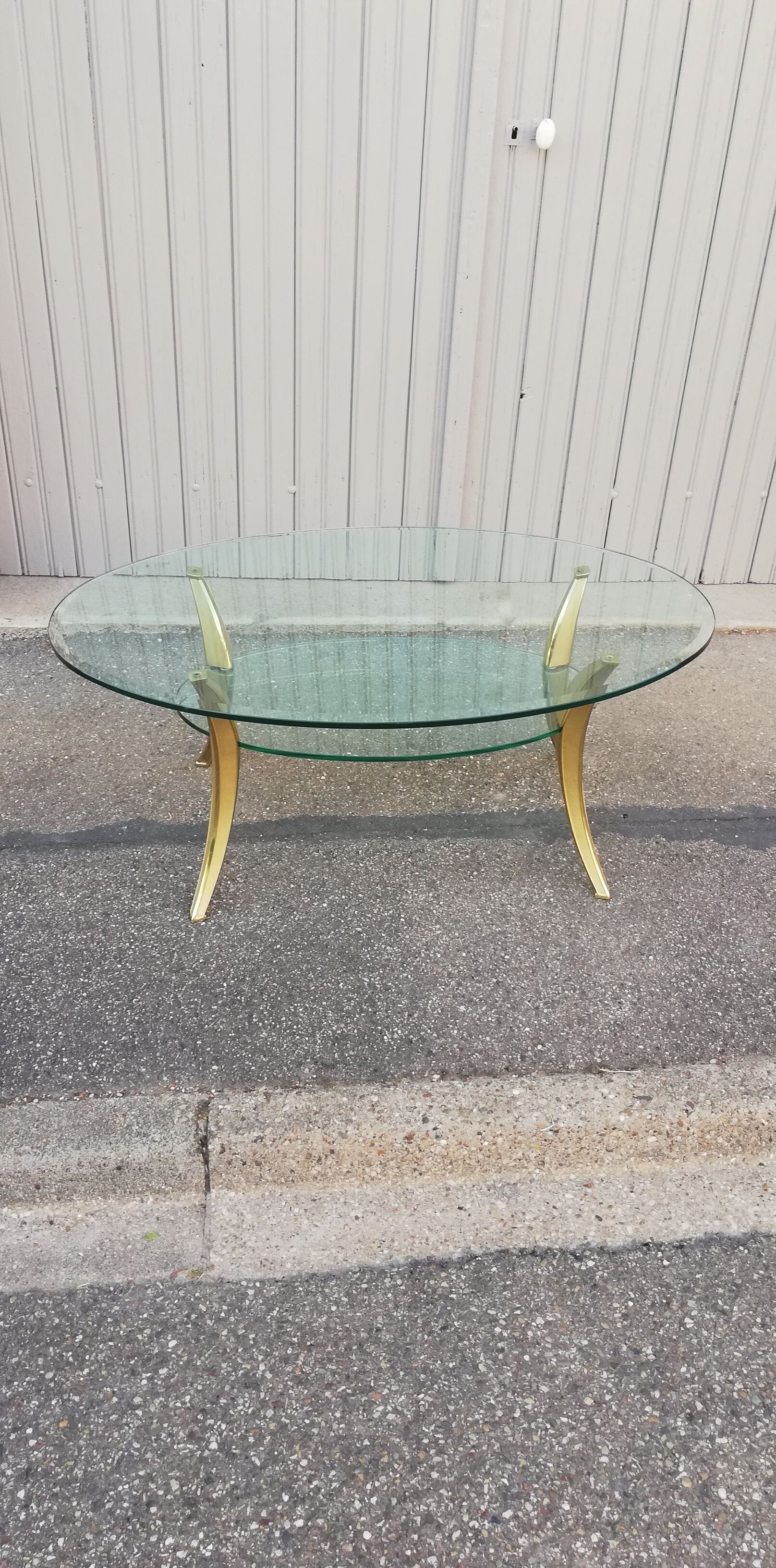 Vintage bronze and glass coffee table