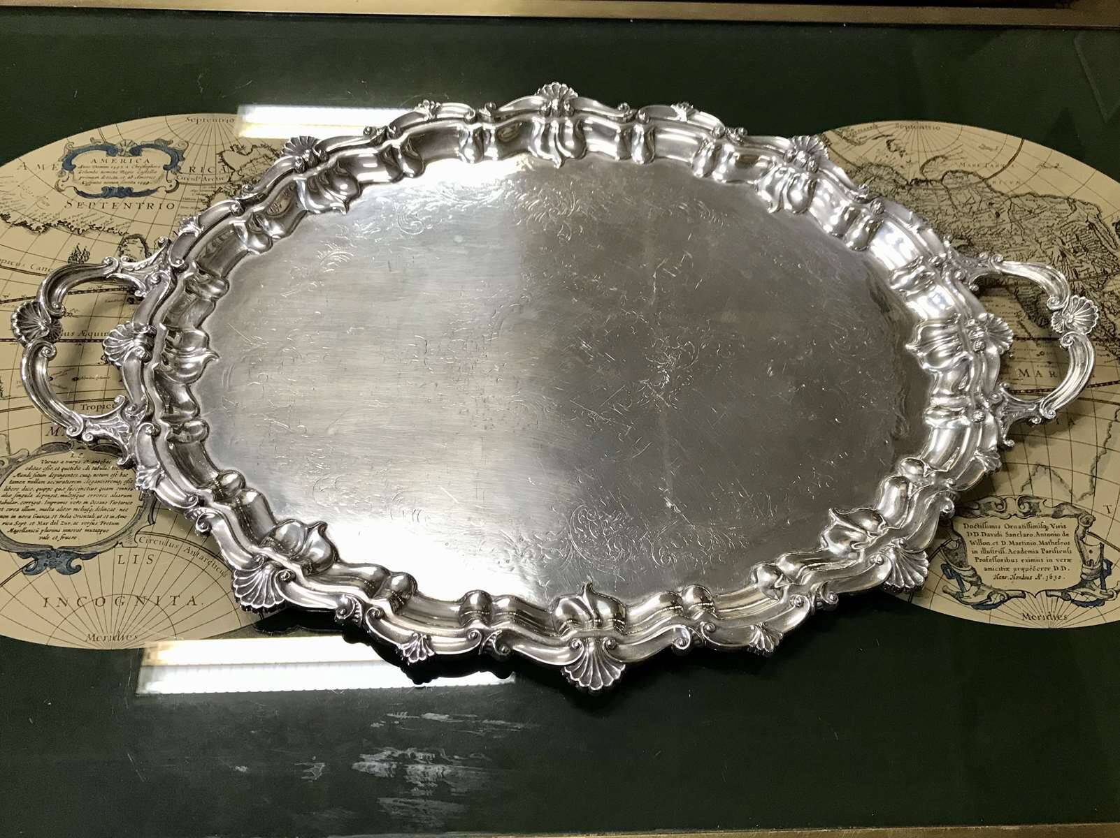 Large English silver plated tray from the 1930s