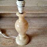 Old beige marbled stone lamp base - alabaster lamp