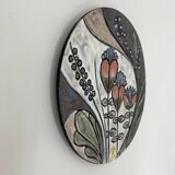 Ruscha Handarbeit ceramic floral wall plate , 1970s Germany
