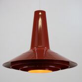 Dark red space age ceiling lamps by Bent Karlby for A. Schroder Kemi  -70's