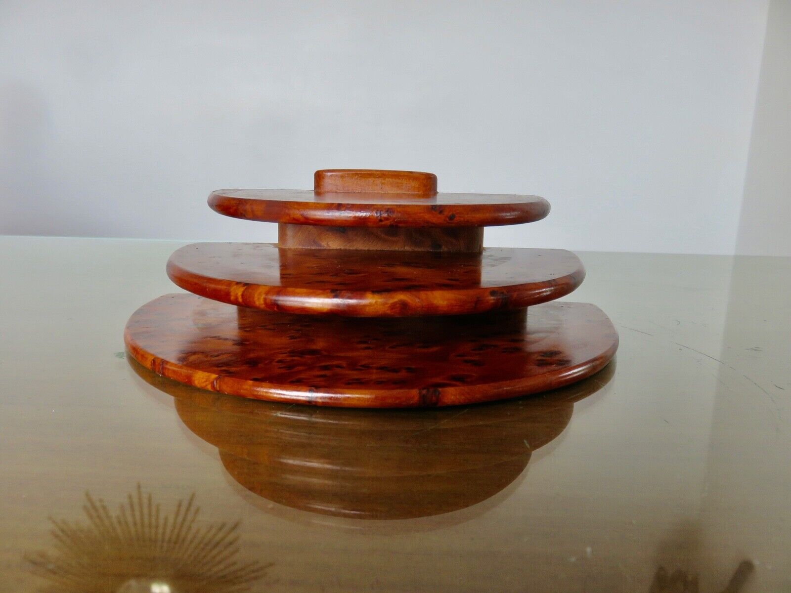 Art deco letter holder in elm burl 1930