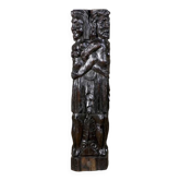 Adam and Eve wooden pedestal, religious art