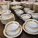 UM Limoges table service, Art Deco gold thread porcelain 80 pieces