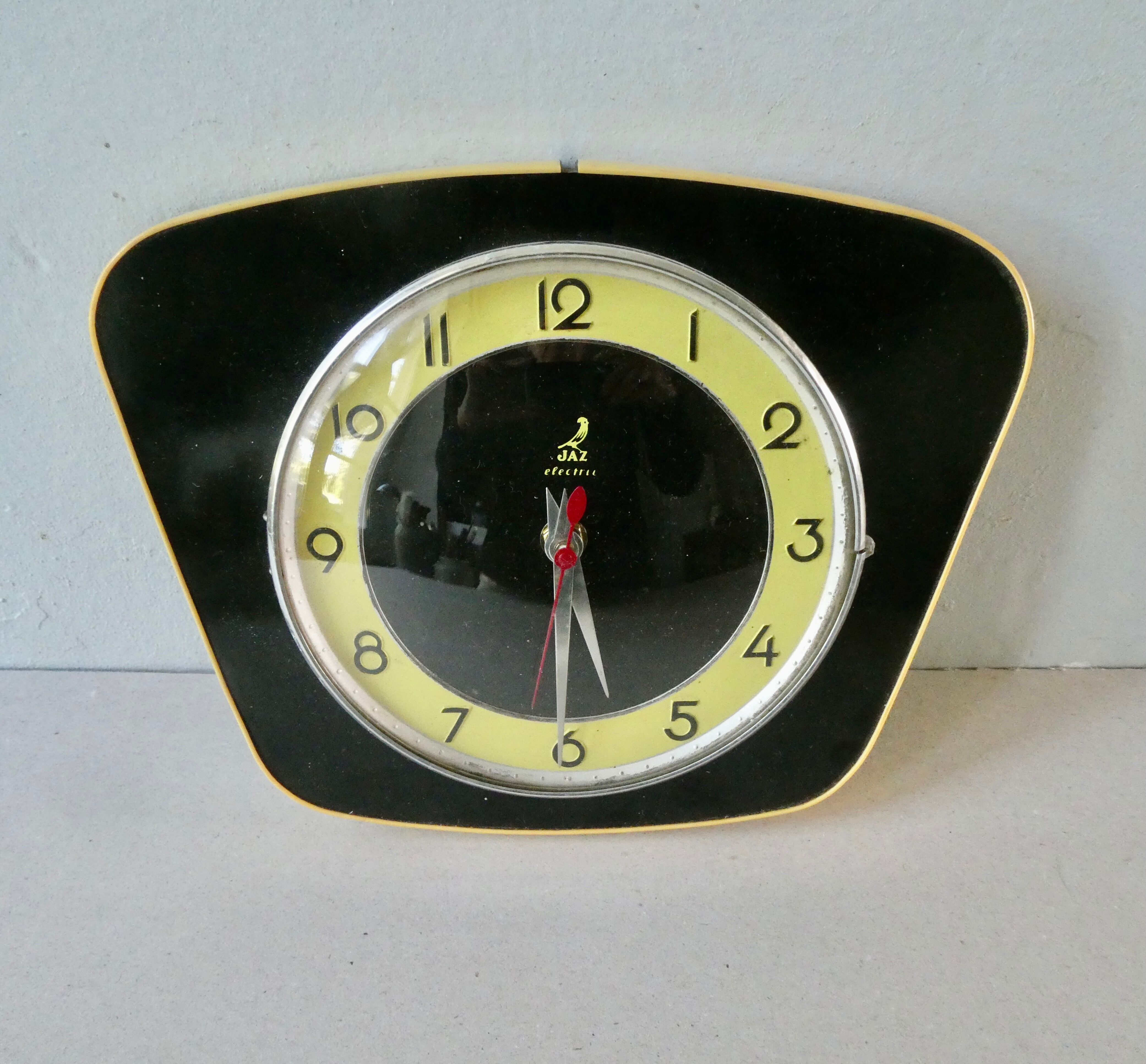 Pendulum, jaz wall clock, 60s, black formica
